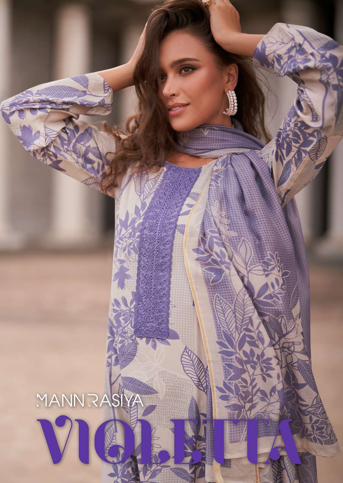 MANNRASIYA VIOLETTA MUSLIN SILK DIGITAL PRINT WITH FANCY WORK SUIT