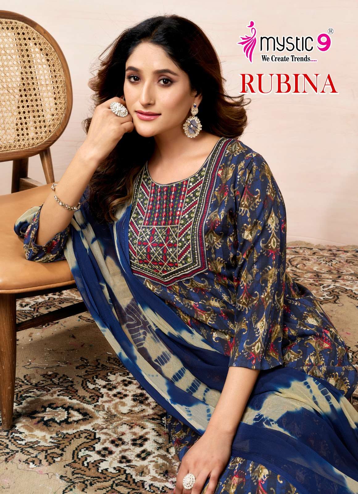 MYSTIC 9 RUBINA VOL 8 RAYON PRINT FANCY STRAIGHT CUT KURTI COMBO SET 