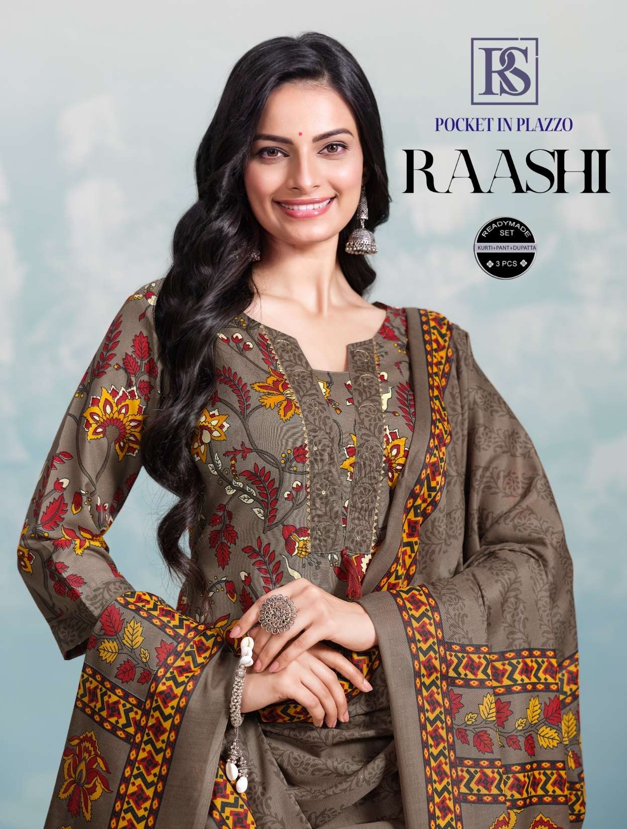 RANGI SANGI RAASHI COTTON PRINT WITH FANCY WORK LADIES KURTI COMBO SET