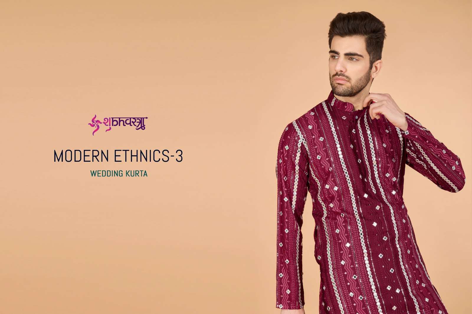  SHUBHVASTRA MODERN ETHNICS VOL 3 HEAVY EMBROIDERED MENS FESTIVE WEAR KURTA