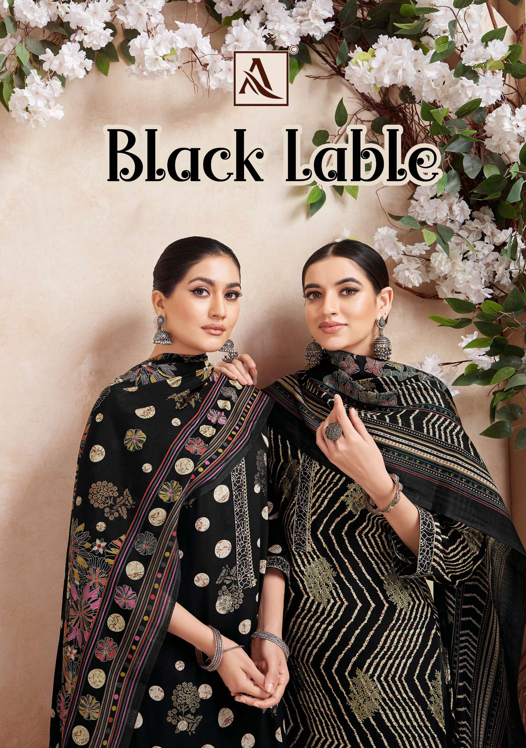 ALOK SUITS BLACK LABLE VISCOSE PRINT WITH FANCY WORK SUIT