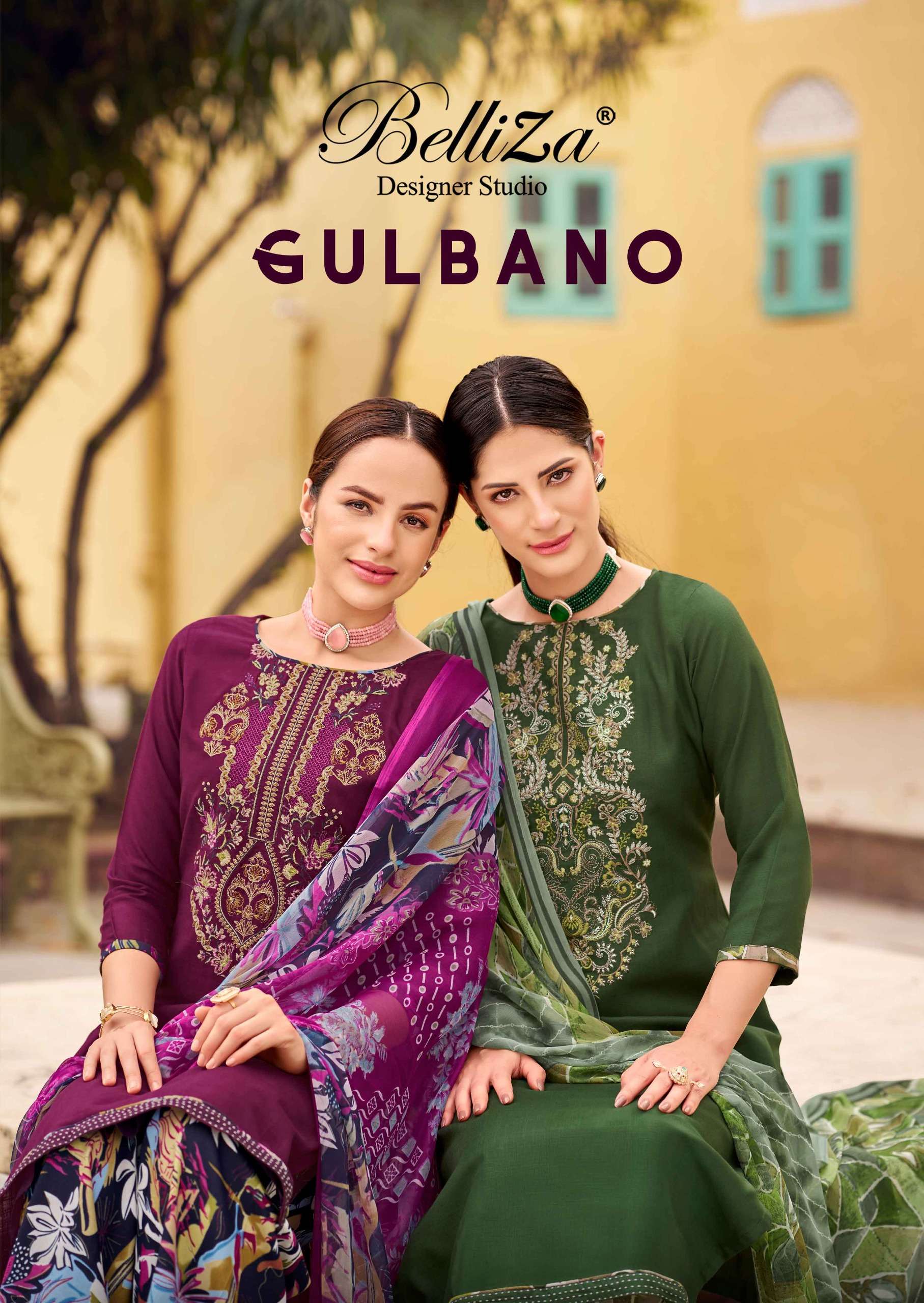 BELLIZA DESIGNER STUDIO GULBANO VISCOSE FANCY EMBROIDERY WORK SUIT
