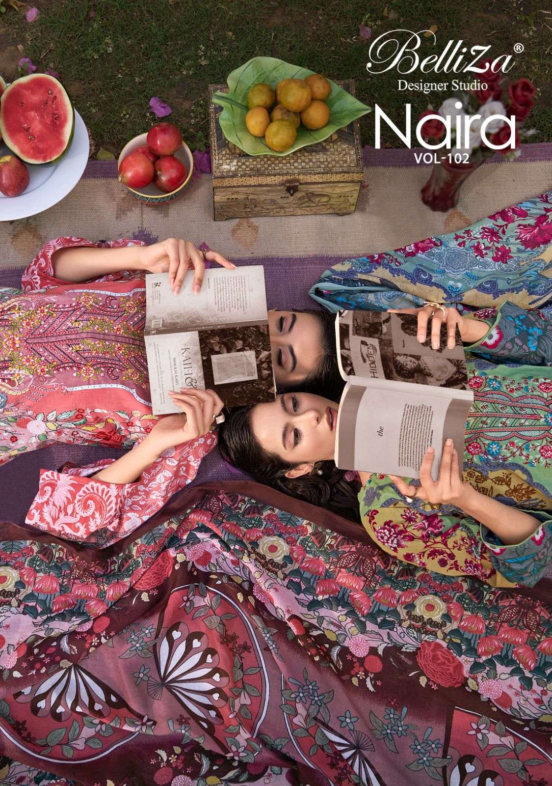 BELLIZA DESIGNER SUITS NAIRA VOL 102 COTTON DIGITAL PRINTS WITH FANCY WORK SUIT