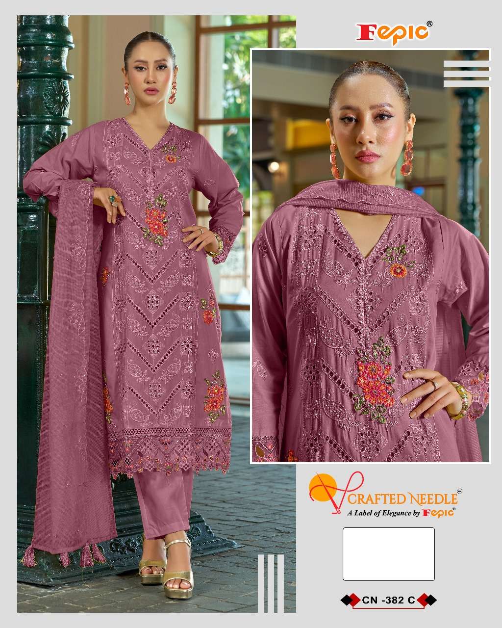 FEPIC CRAFTED NEEDLE CN 382 EMBROIDERED DESIGNER WORK SUIT