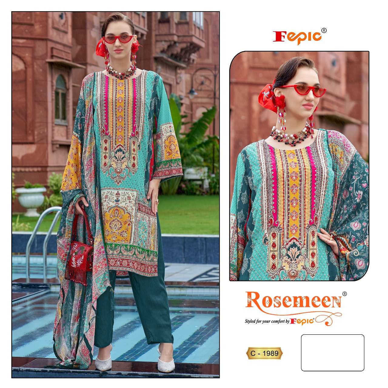 FEPIC ROSEMEEN C 1989 CREPE DIGITAL PRINTED WITH WORK SUIT