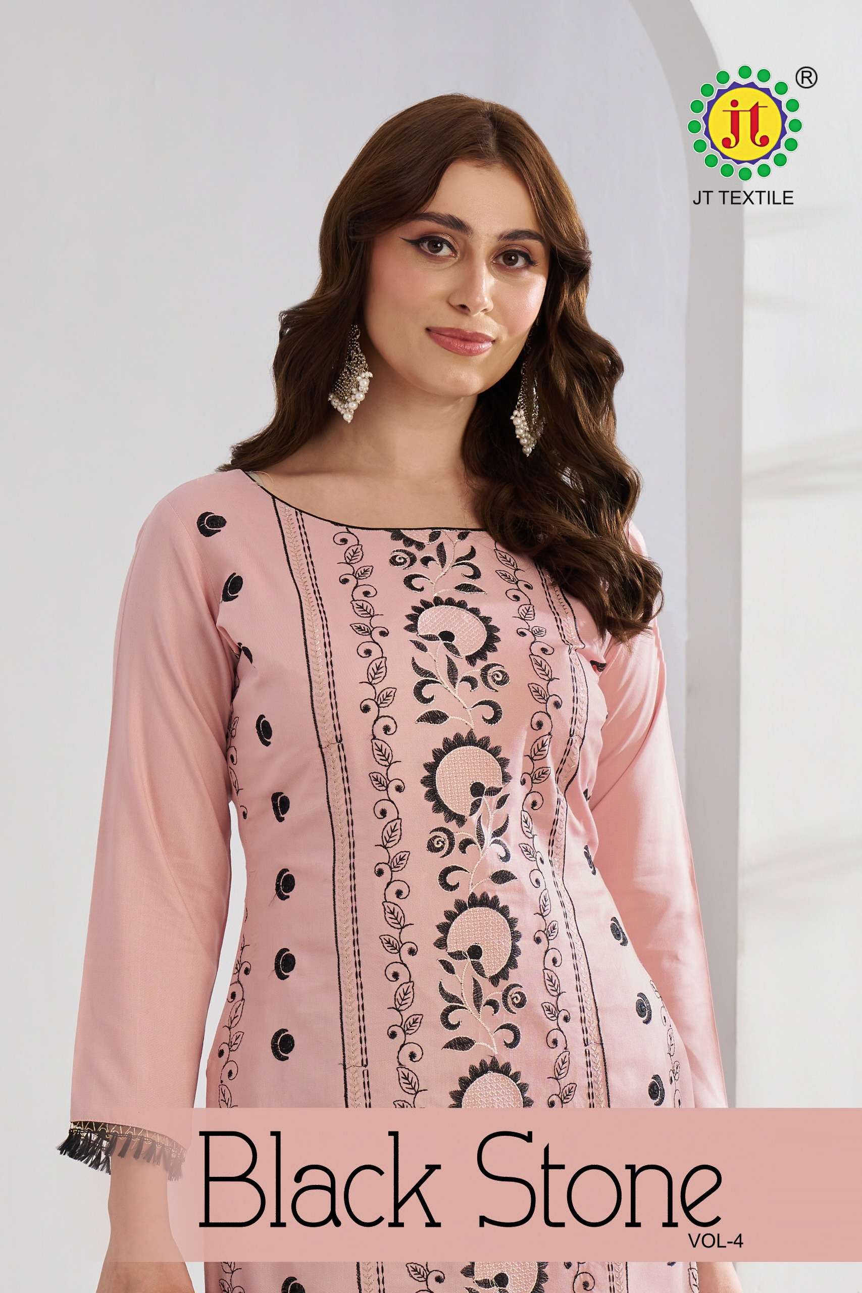 JT BLACK STONE VOL 4 RAYON FANCY EMBROIDERY WORKS SUIT