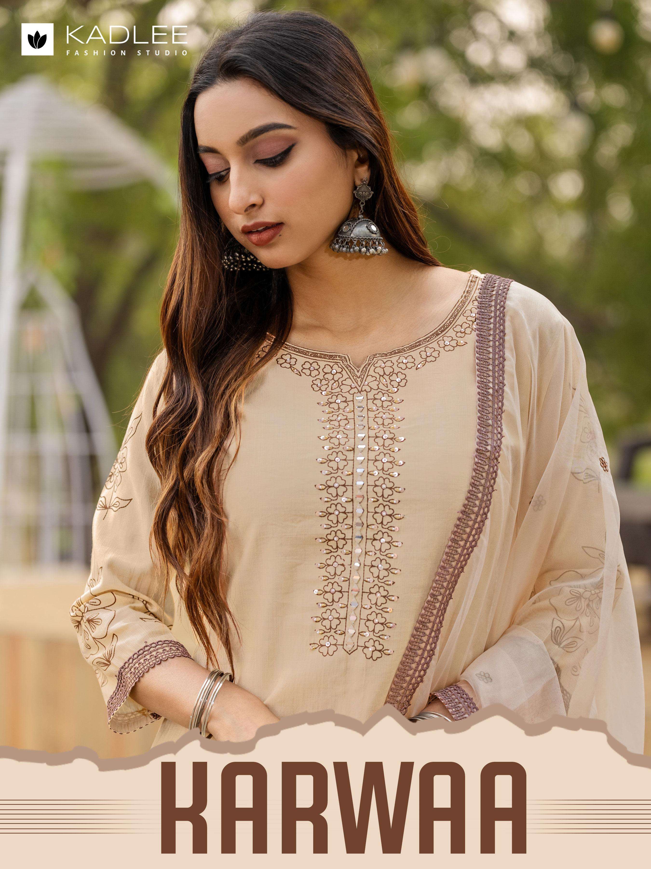 KADLEE FASHION KARWAA VISCOSE FANCY DESIGNER WORK KURTI COMBO SET