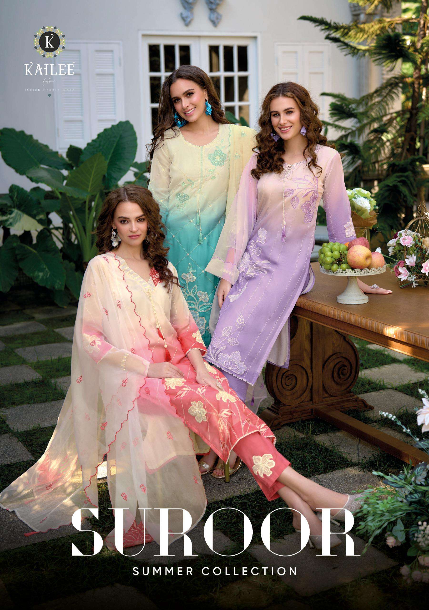 KAILEE FASHION SUROOR COTTON SHADED FABRIC FANCY DESIGNER WORK SUIT