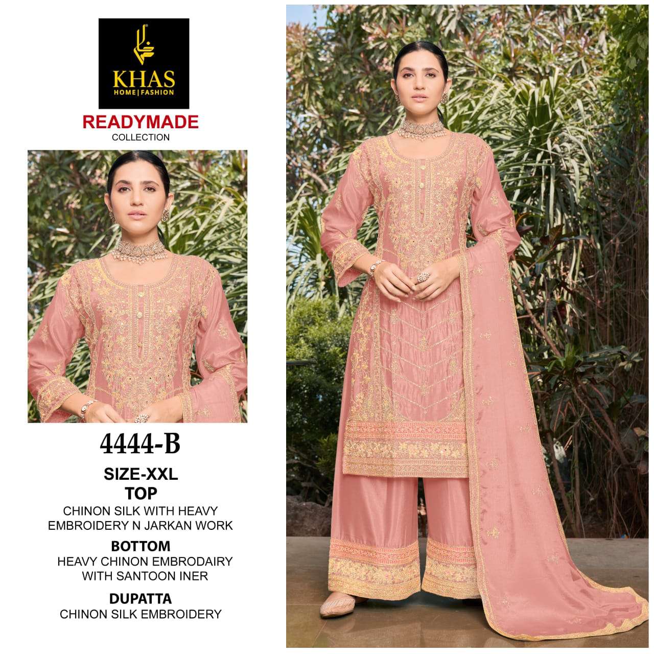 KHAS FASHION D NO 4444 SILK HEAVY EMBROIDERY DESIGNER PAKISTANI SUIT