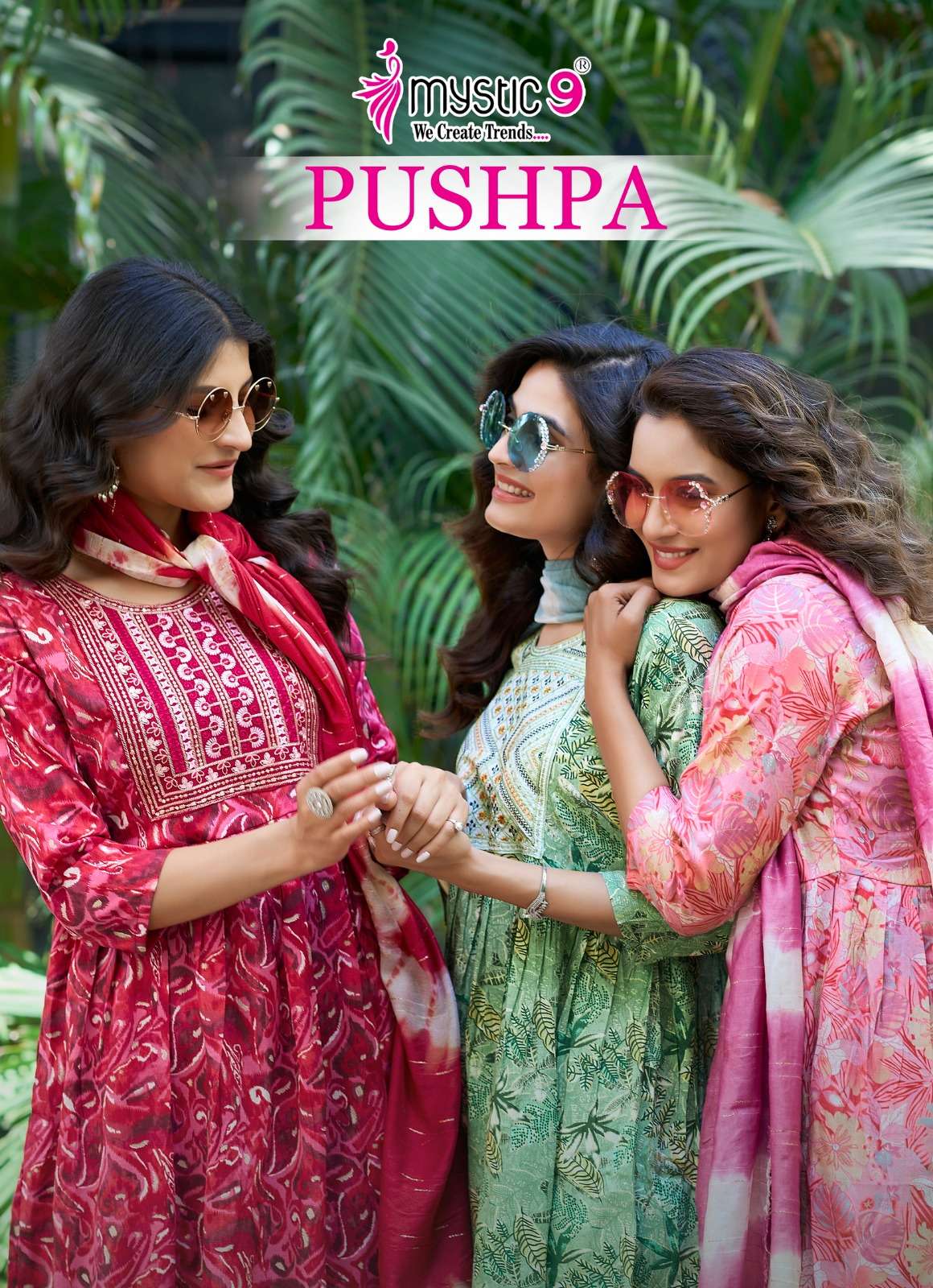 MYSTIC 9 PUSHPA VOL 5 FANCY UMBRELLA CUT PATTERN KURTI COMBO SET