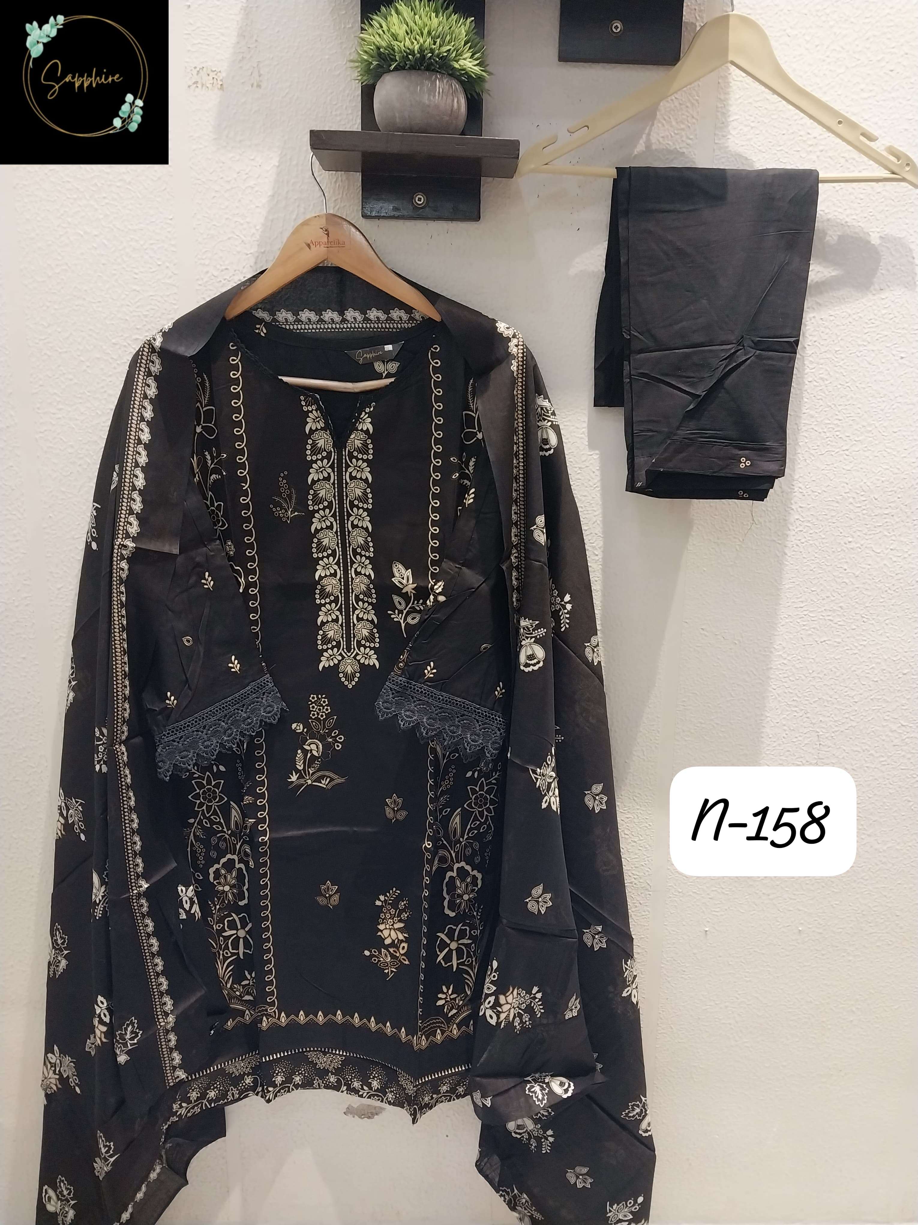 SAPPHIRE AGHA NOORAIN N 158 LAWN COTTON FANCY WORK SUIT