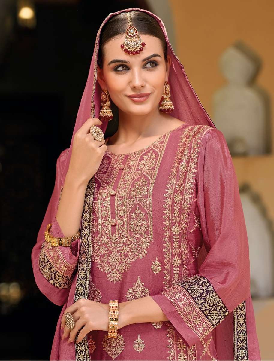 ZIANA D NO 10001 SILK HEAVY EMBROIDERY DESIGNER WEDDING WEAR SUIT