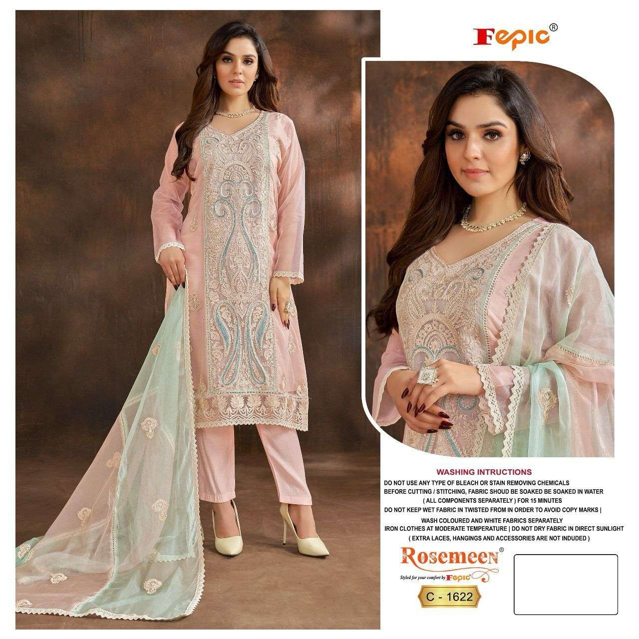 FEPIC ROSEMEEN C 1622 ORGANZA EMBROIDERED SUITS