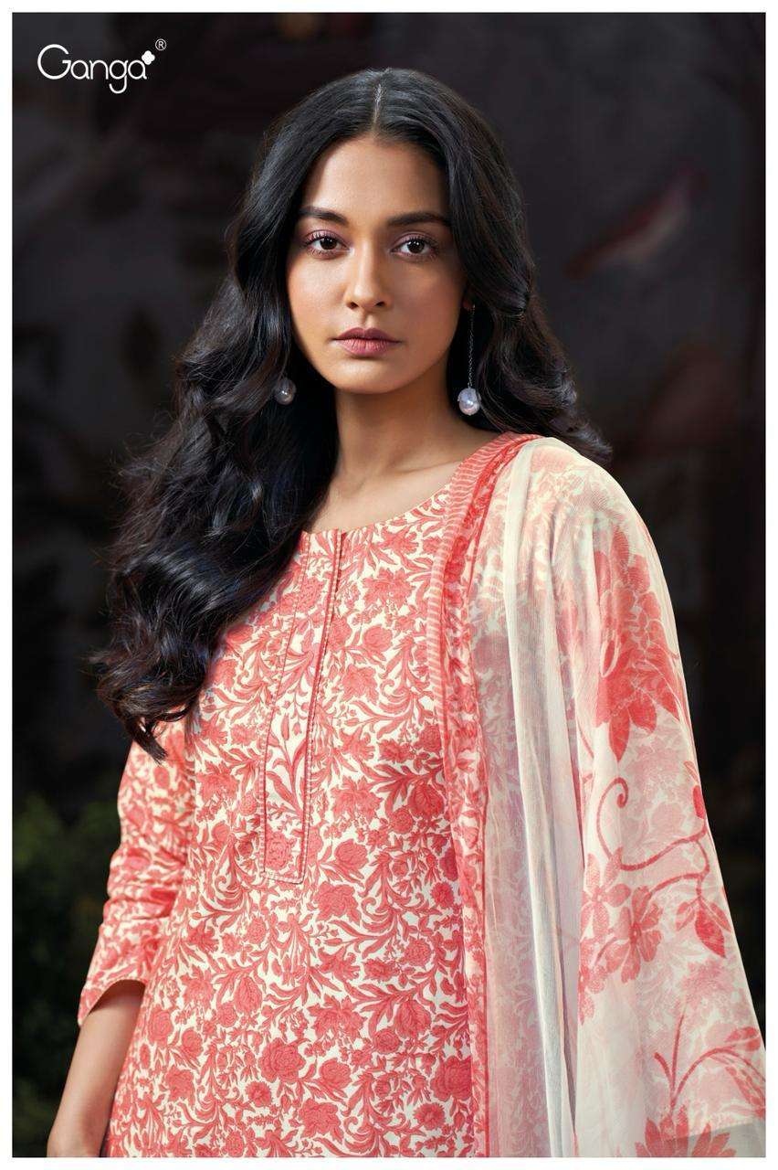 GANGA AVARI 3209  COTTON PRINT WITH EMBROIDERY DESIGNER WORK SUIT