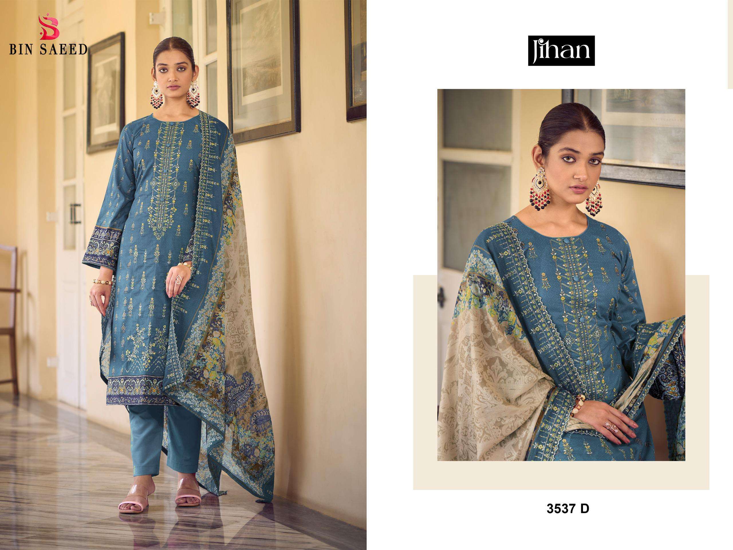 JIHAN D NO 3537 LAWN COTTON FANCY EMBROIDERY WORK SALWAR KAMEEZ 