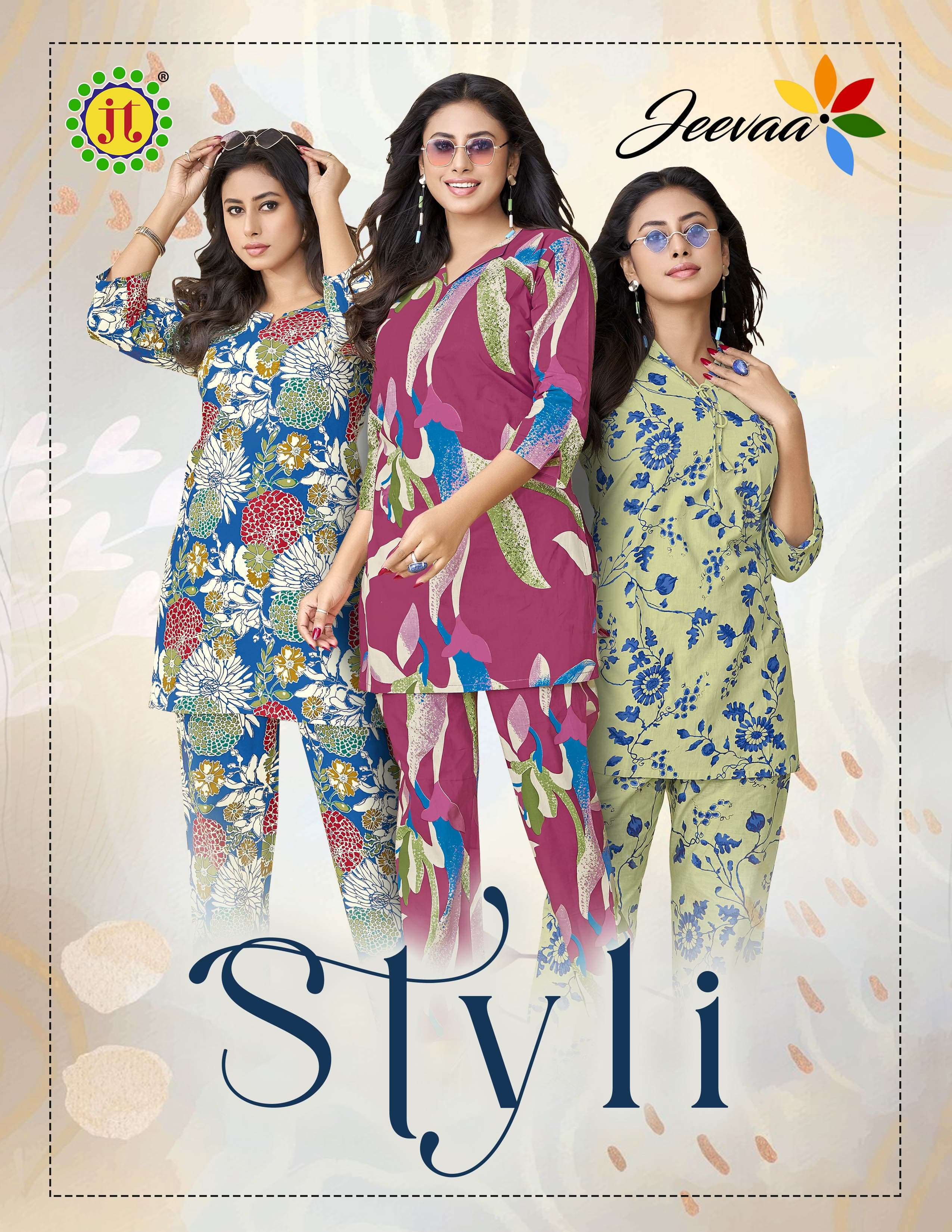 JT JEEVAA STYLI COTTON PRINTED FANCY WEAR LADIES CO-ORD SET