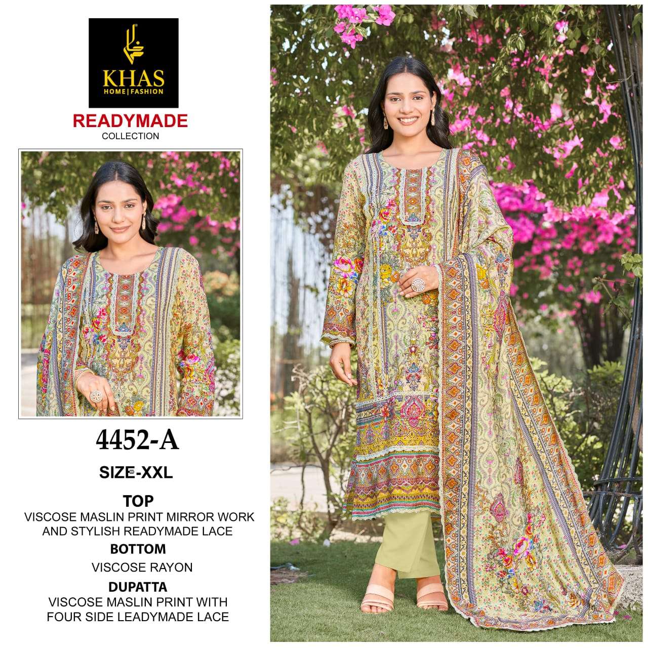 KHAS FASHION D NO 4452 VISCOSE DIGITAL PRINT WITH DESIGNER WORK SUIT