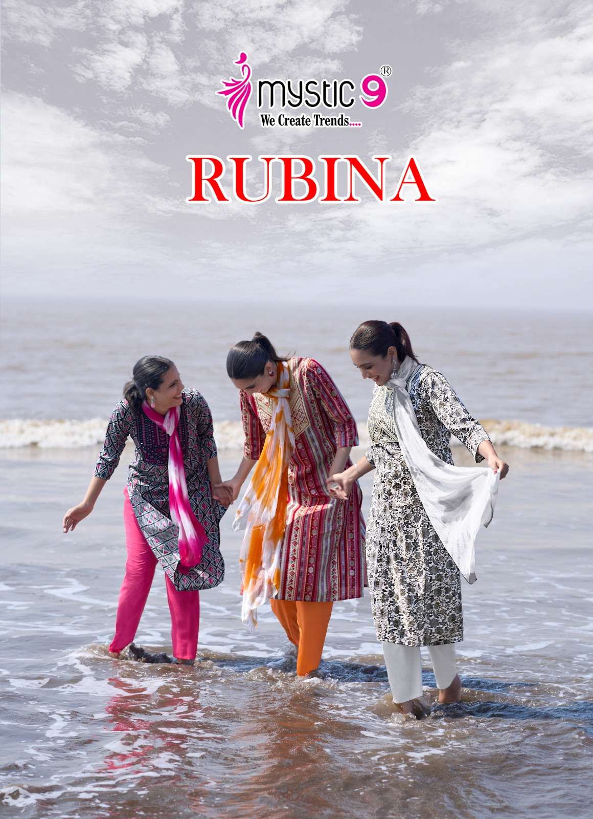 MYSTIC 9 RUBINA VOL 9 RAYON PRINT FANCY LADIES KURTI COMBO SET