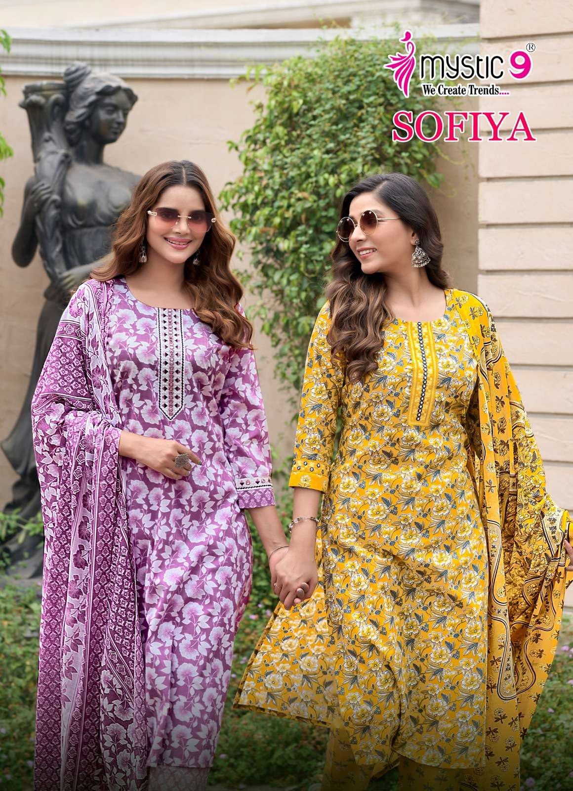 MYSTIC 9 SOFIYA VOL 2 COTTON PRINT FANCY STRAIGHT CUT KURTI COMBO SET