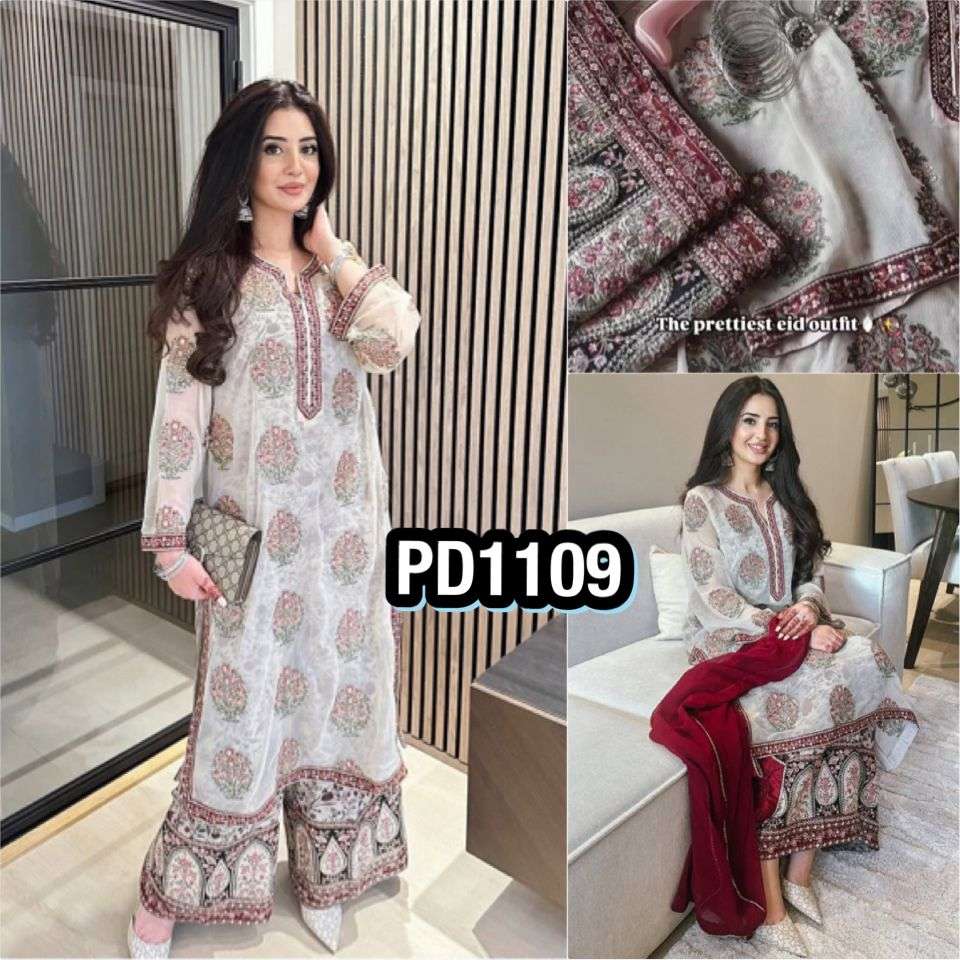 PD 1109 GEORGETTE BEAUTIFUL DESIGNER EID WEAR PAKISTANI STYLE SUIT