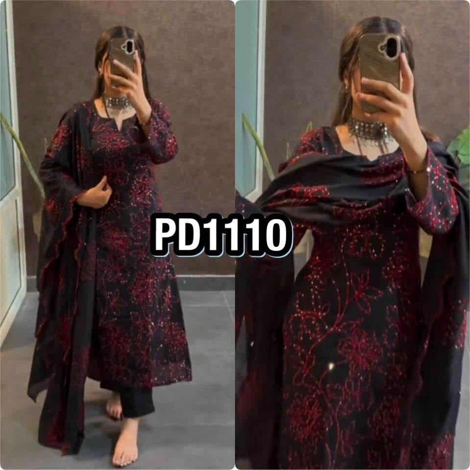 PD 1110 SILK SEQUENCE BEAUTIFUL DESIGNER WORK LADIES SUIT