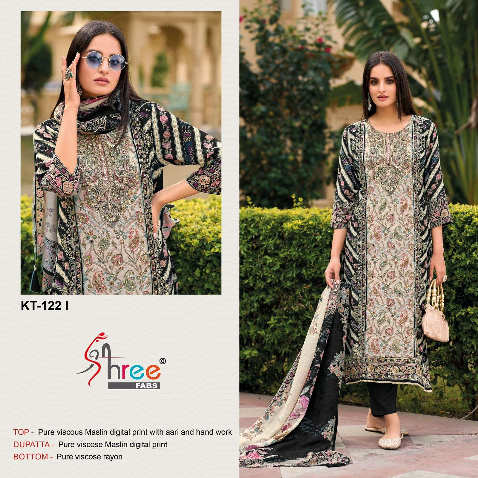 SHREE FABS KT 122 IJ VISCOSE DIGITAL PRINT WITH WORK SUIT