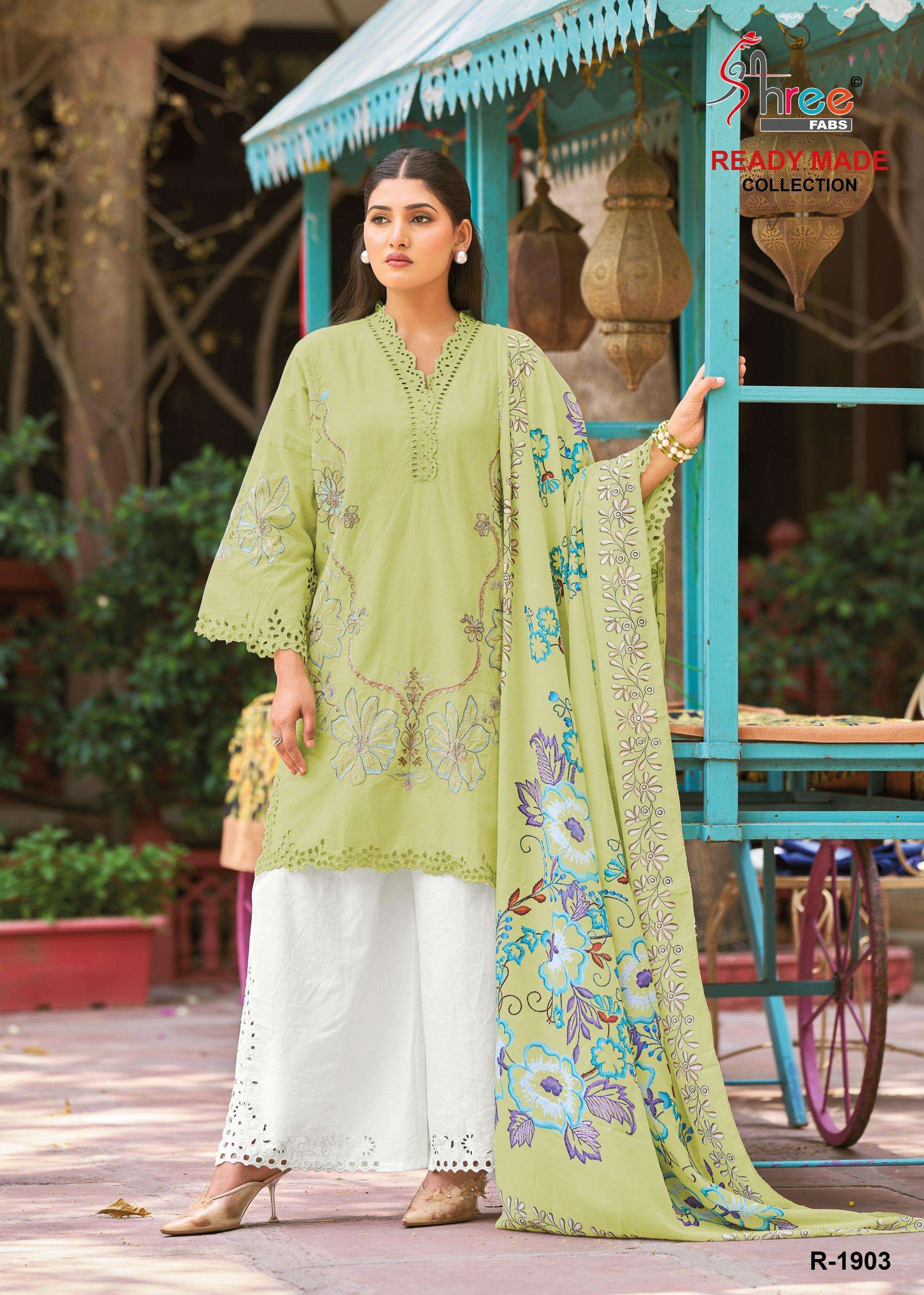 SHREE FABS R 1903 COTTON EMBROIDERY DESIGNER WORK SUIT