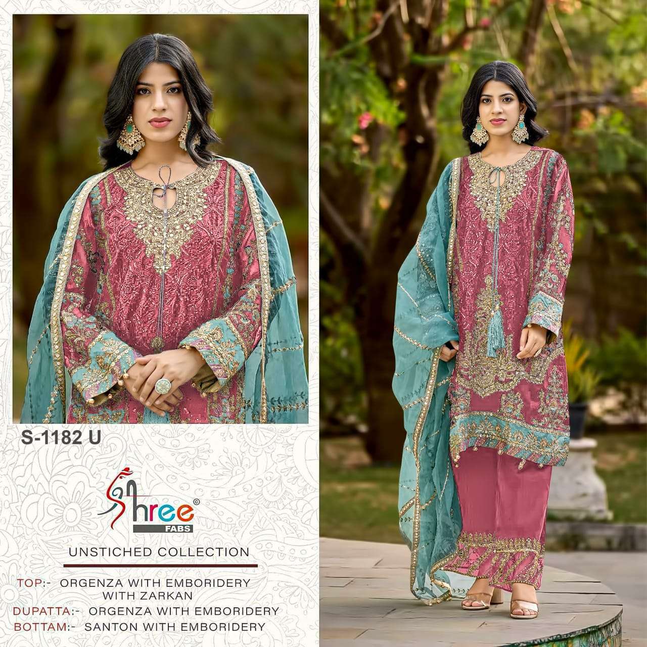 SHREE FABS S 1182 NEW COLOURS ORGANZA WITH HEAVY DESIGNER WORK SUIT