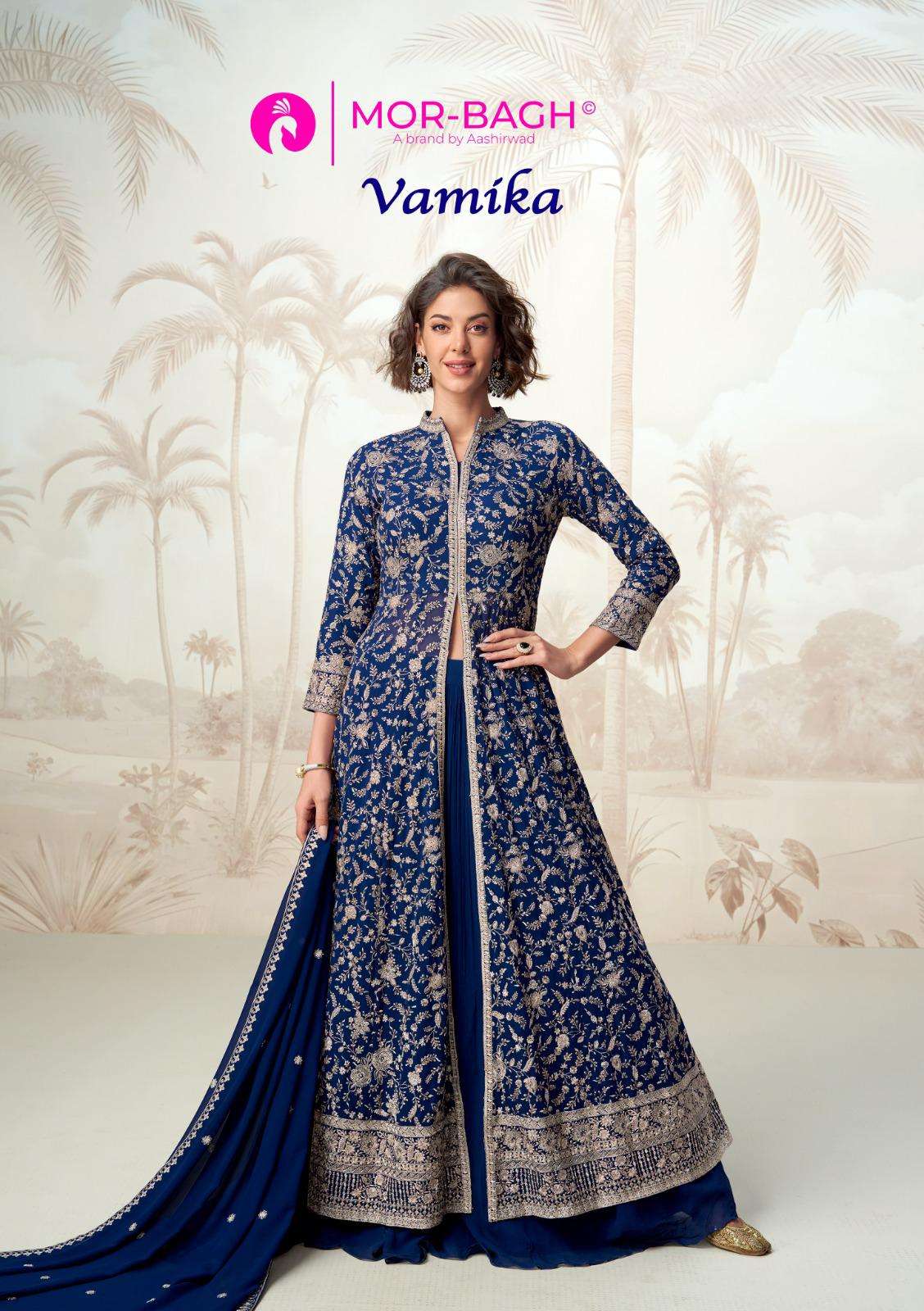 AASHIRWAD CREATION VAMIKA GEORGETTE HEAVY DESIGNER WEDDING WEAR DRESS 