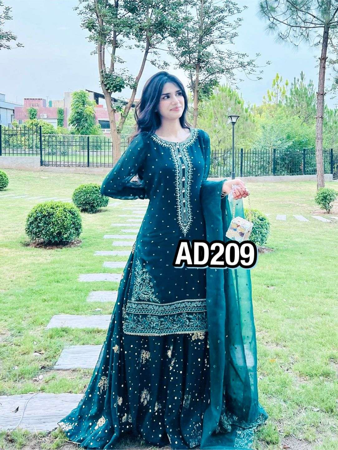 AD 209 GEORGETTE HEAVY SEQUENCE EMBROIDERY DESIGNER PARTY WEAR LADIES SUIT