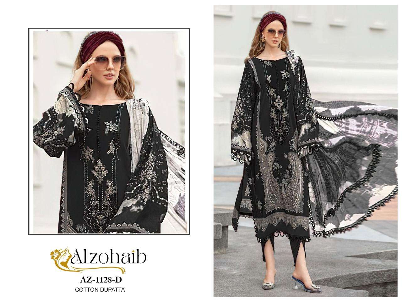 AL ZOHAIB D NO 1128 COTTON PATCH EMBROIDERY WORK PAKISTANI SALWAR KAMEEZ 
