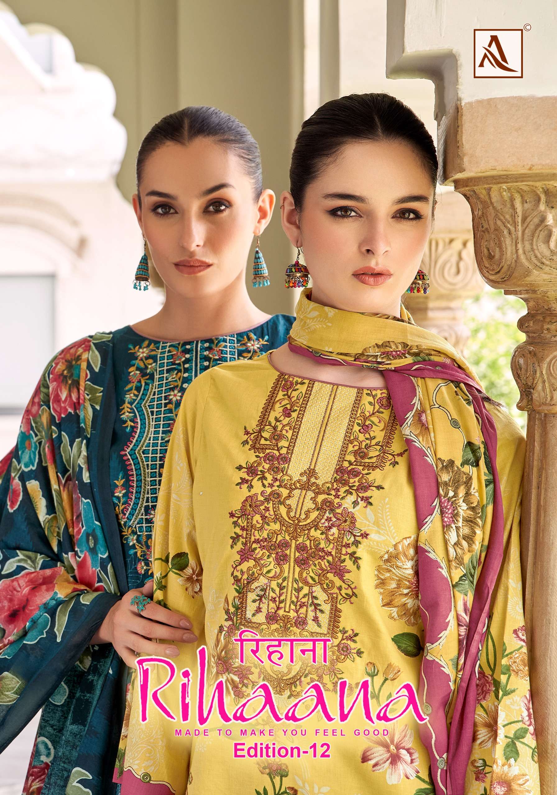 ALOK SUITS RIHAANA VOL 12 COTTON DIGITAL PAKISTANI PRINT WITH WORK SUIT