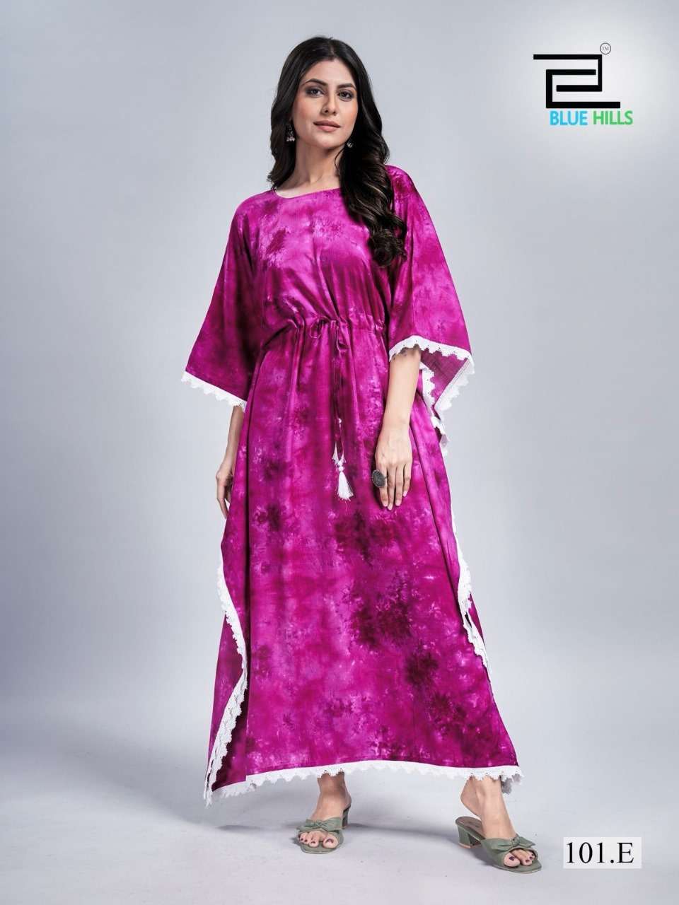 BLUE HILLS KAFTAN DRESS VOL 1 RAYON TIE DIE PRINTED FANCY LADIES KAFTAN