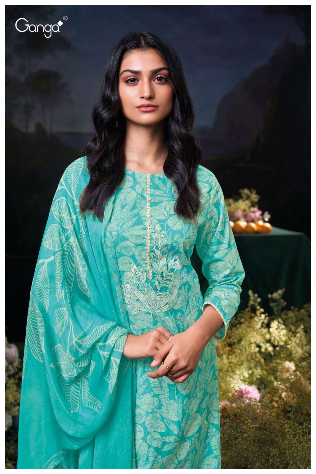 GANGA CHETNA 3595 COTTON PRINTED WITH EMBROIDERY WORKS SUIT