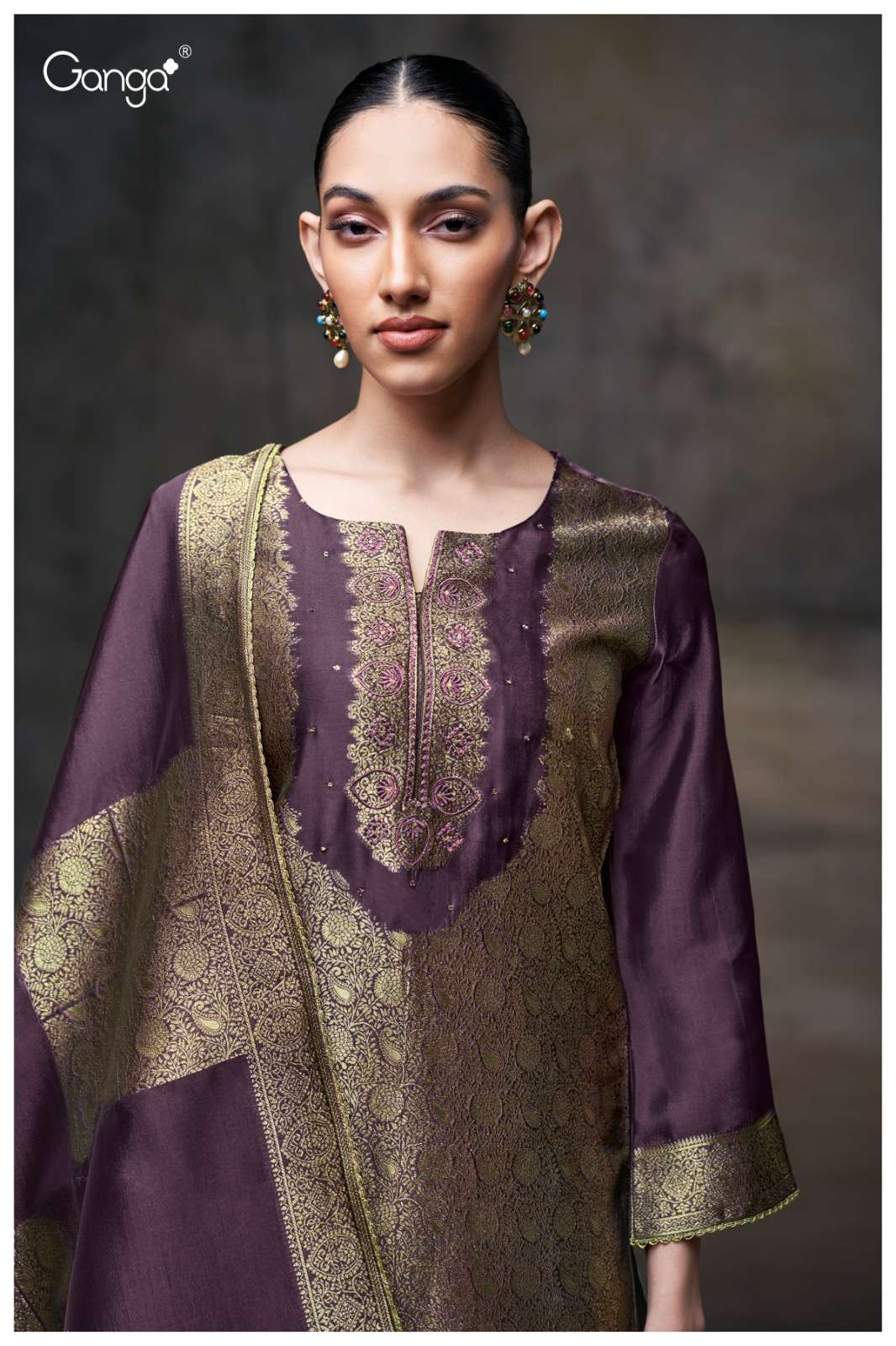 GANGA KIMBERLY 3697 VISCOSE JACQUARD DESIGNER WORK SUIT
