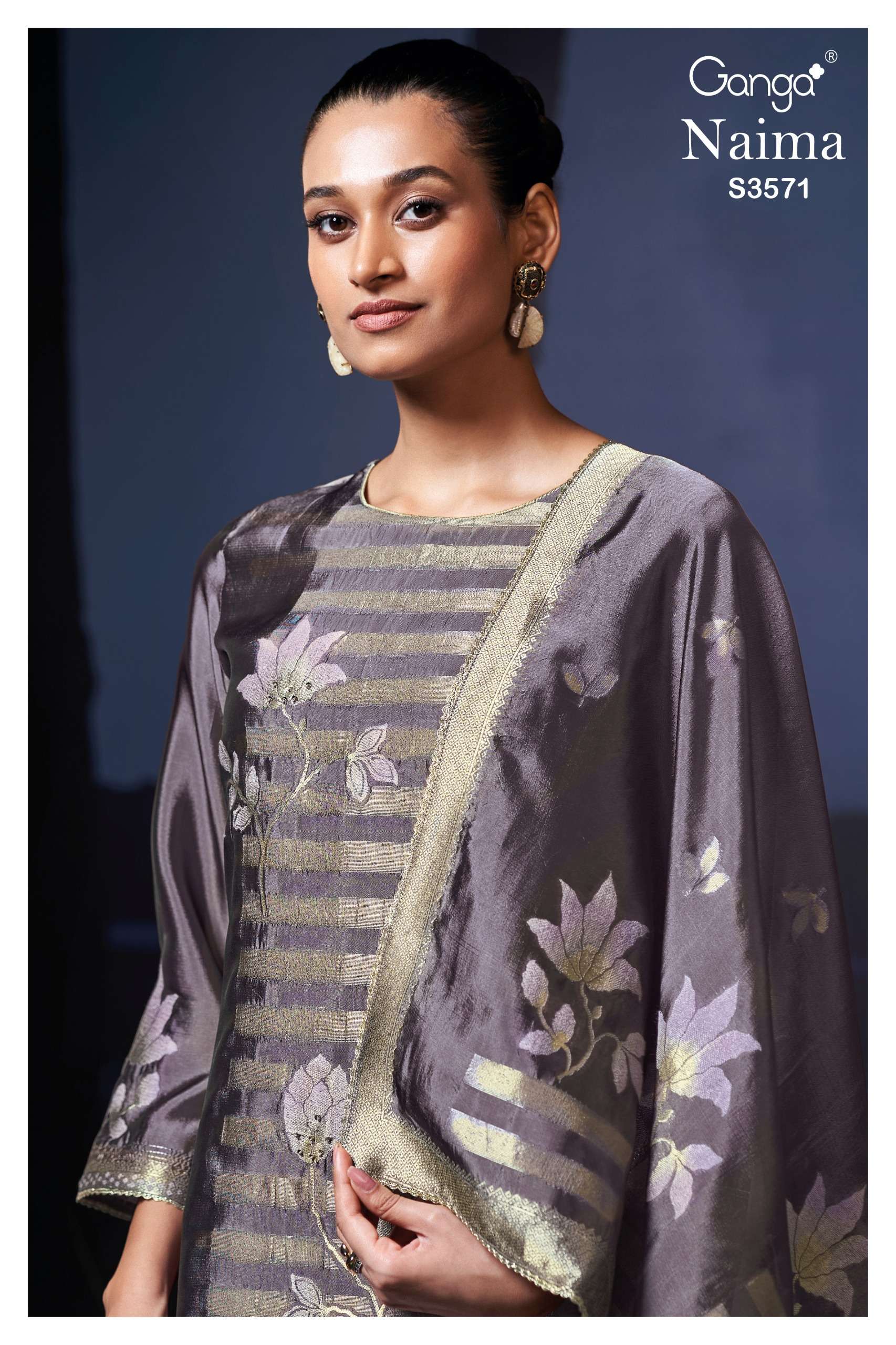 GANGA NAIMA 3571 VISCOSE SILK JACQUARD DESIGNER WORK SUIT
