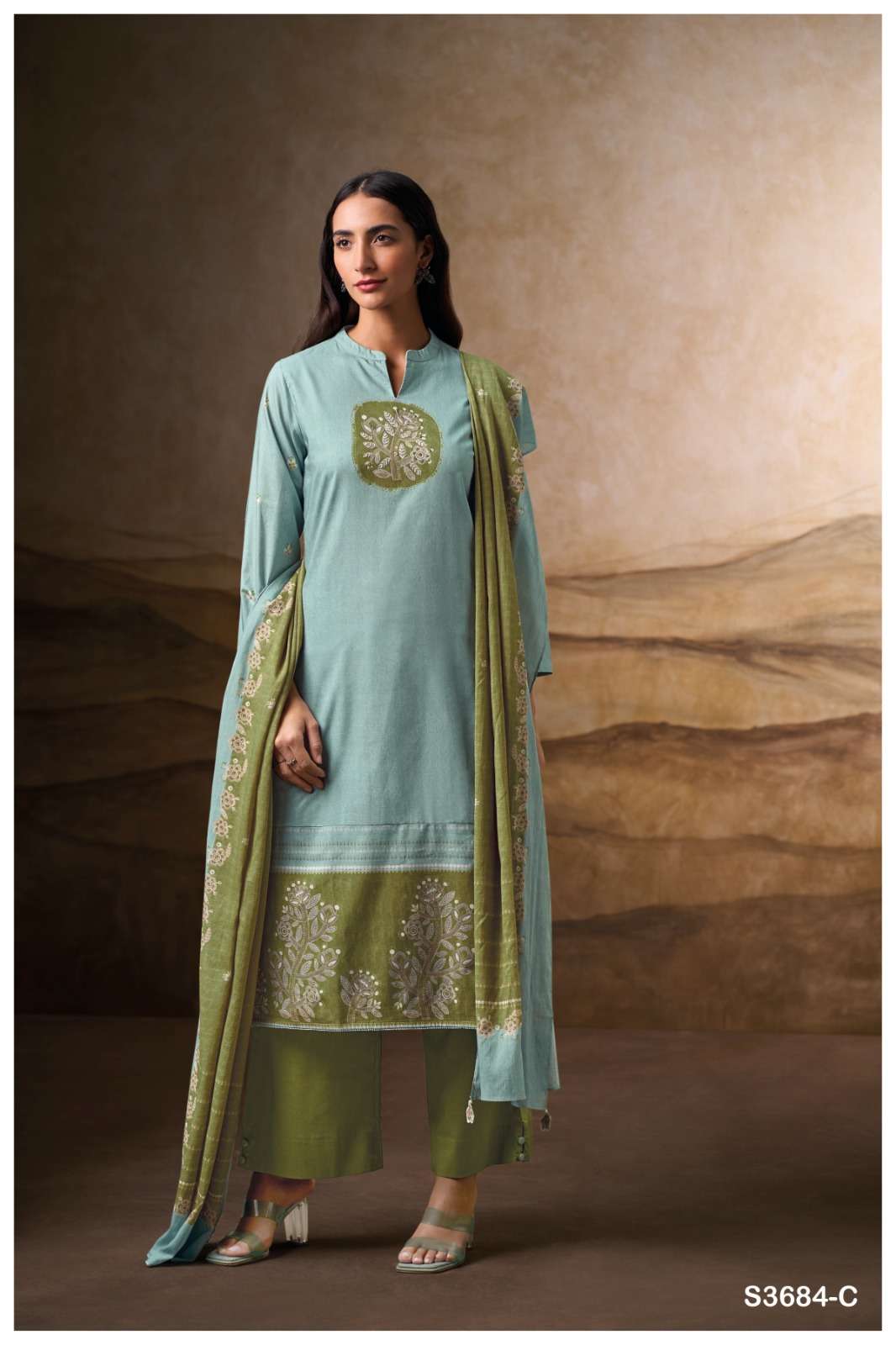 GANGA ROSYRA 3684 COTTON PRINTED WITH EMBROIDERY WORK SUIT