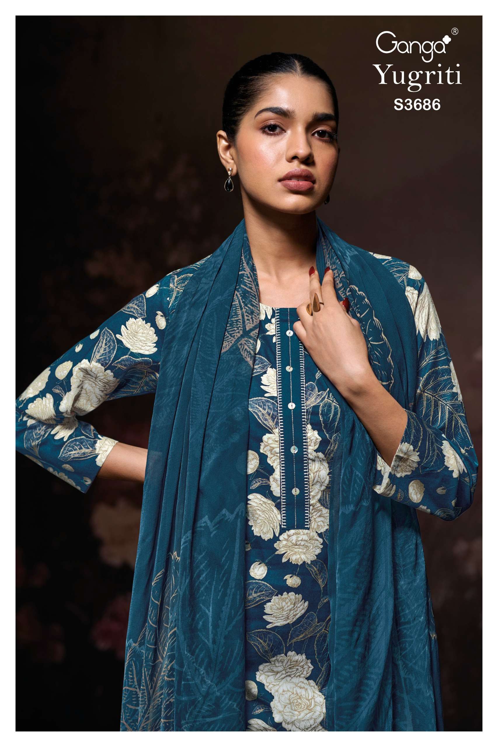 GANGA YUGRITI 3686 COTTON PRINTED WITH EMBROIDERY WORK SUIT