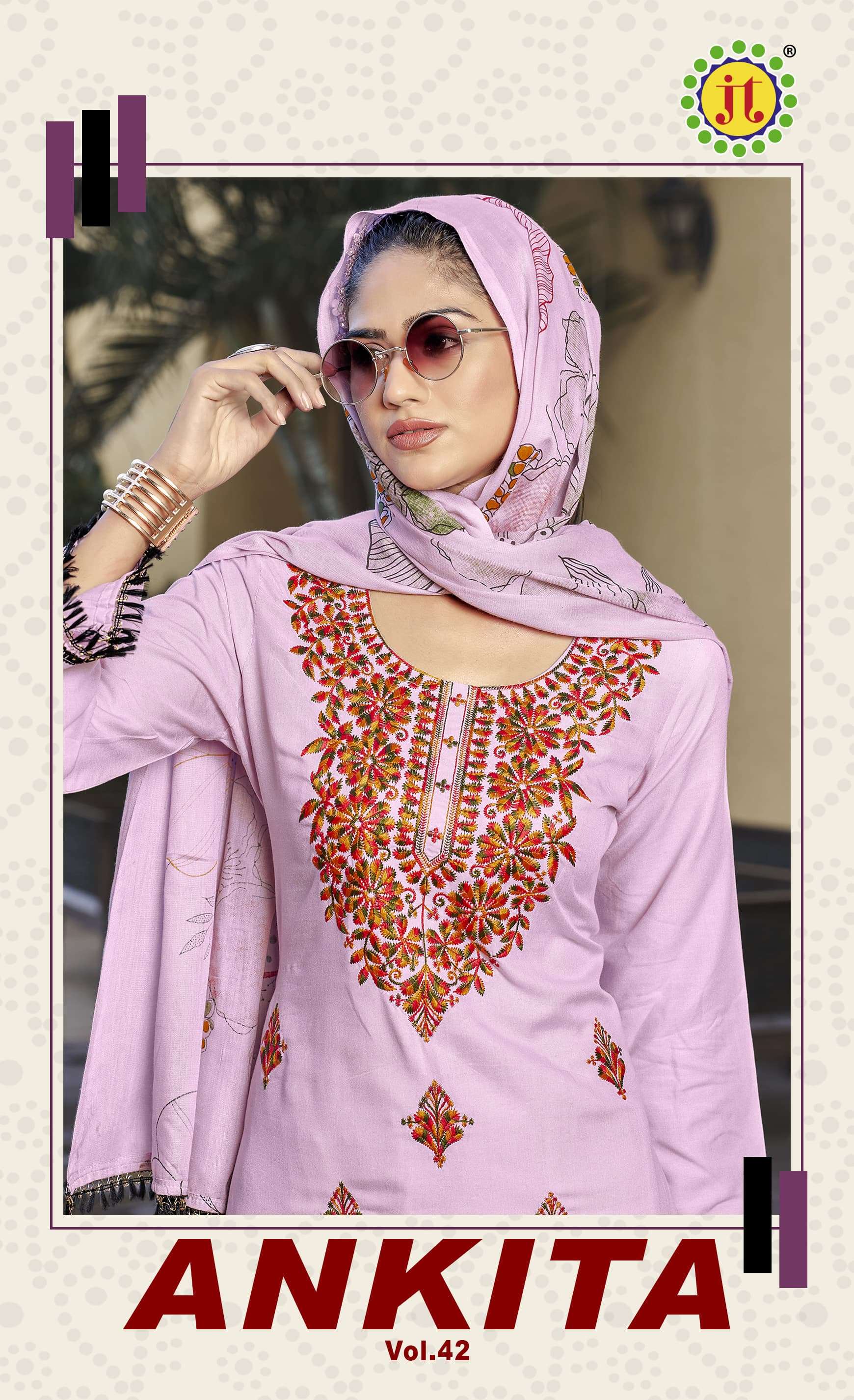 JT ANKITA VOL 42 RAYON FANCY EMBROIDERY WORKS SUIT