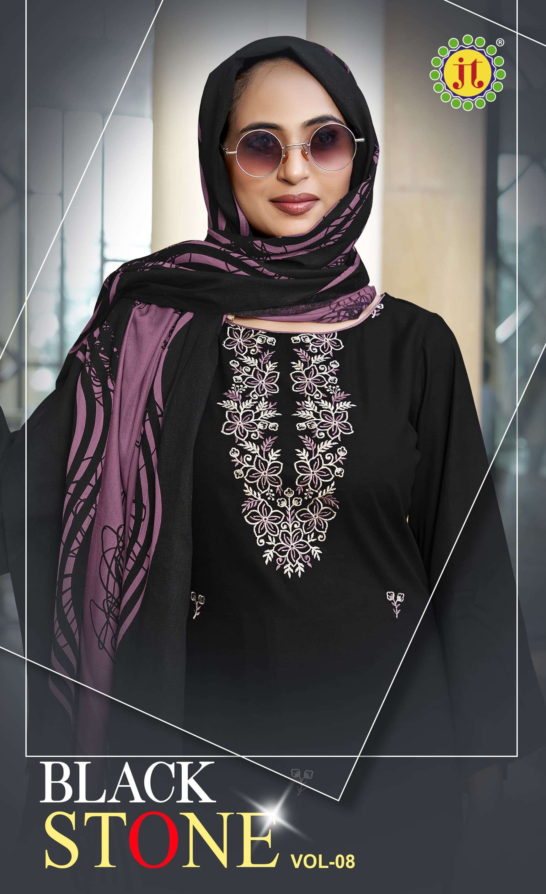 JT BLACK STONE VOL 8 RAYON FANCY PREMIUM EMBROIDERY WORKS SUIT
