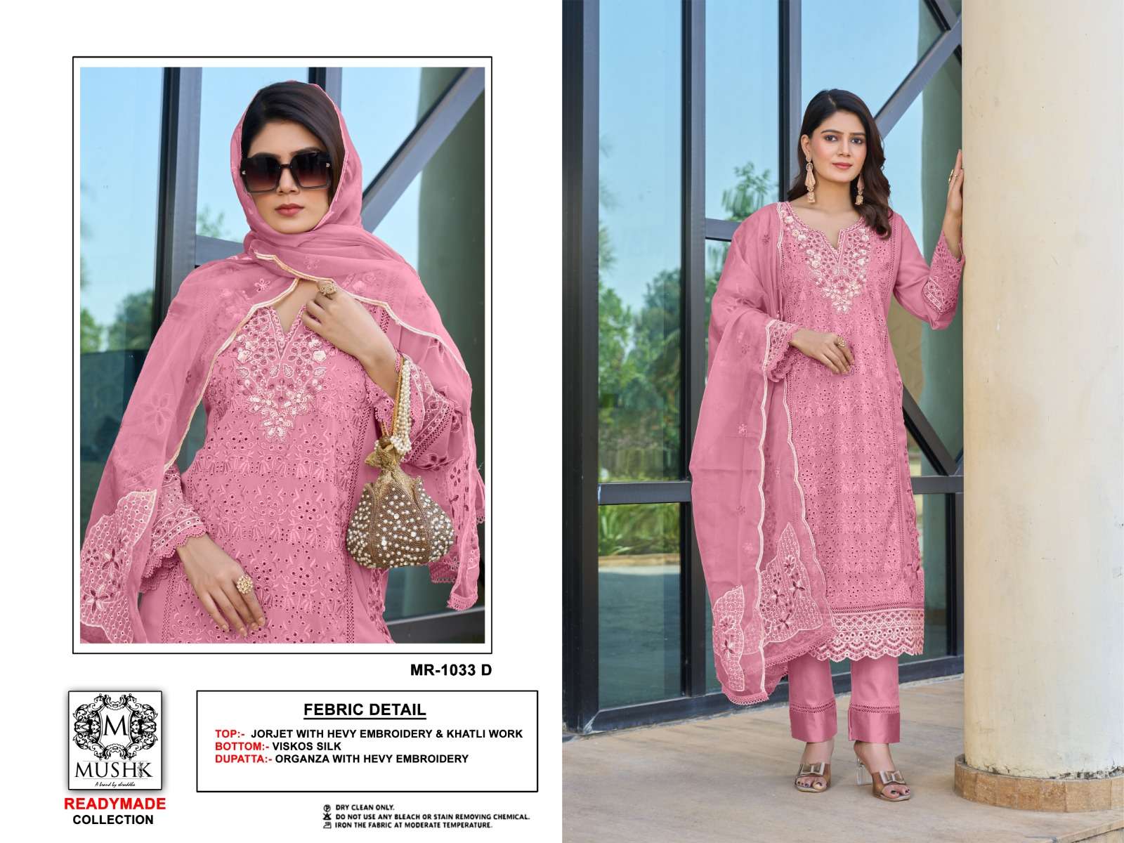 MUSHK MR 1033 ORGANZA HEAVY EMBROIDERY DESINER READY MADE SUIT