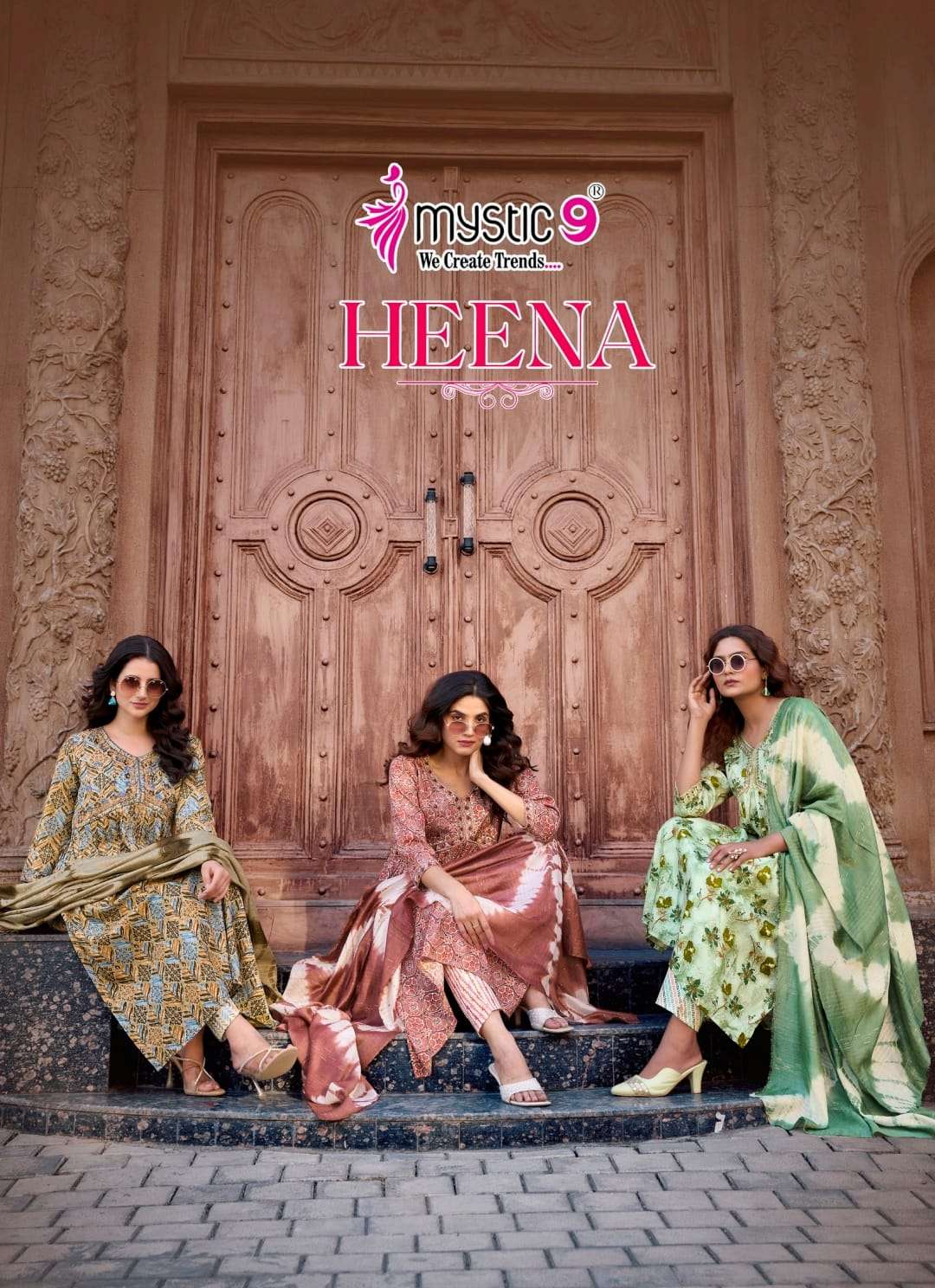 MYSTIC 9 HEENA VOL 7 RAYON FOIL PRINT ALIA CUT PATTERN KURTI COMBO SET 