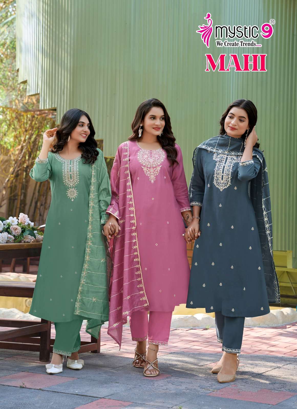 MYSTIC 9 MAHI VOL 1 PRINCESS CUT STYLE FANCY LADIES KURTI COMBO SET