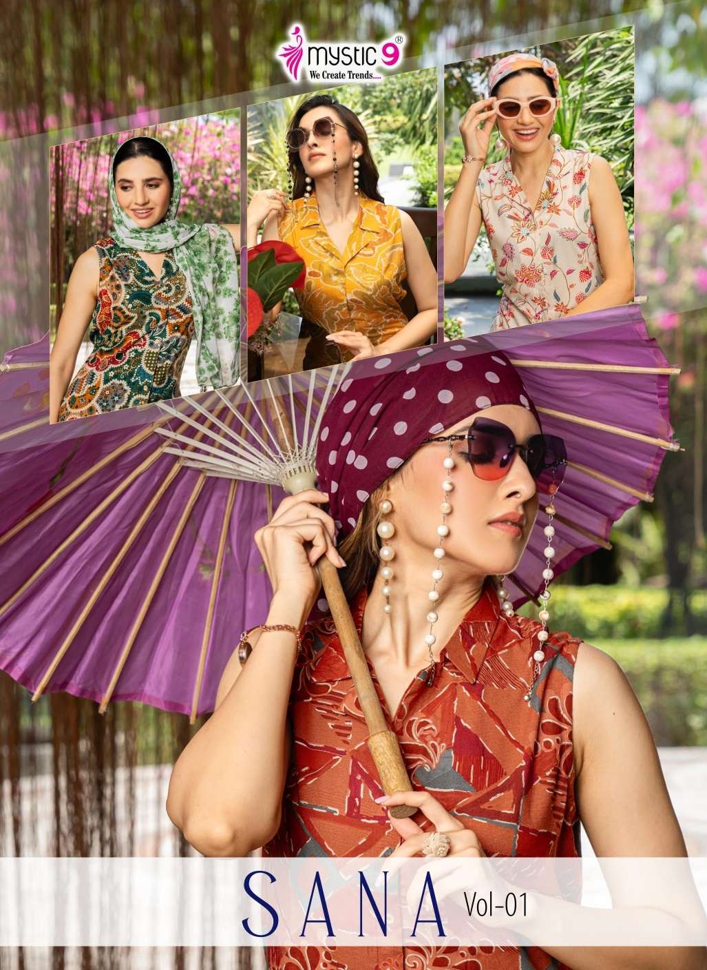 MYSTIC 9 SANA VOL 1 RAYON PRINT FANCY LADIES KURTI WITH BOTTOM SET