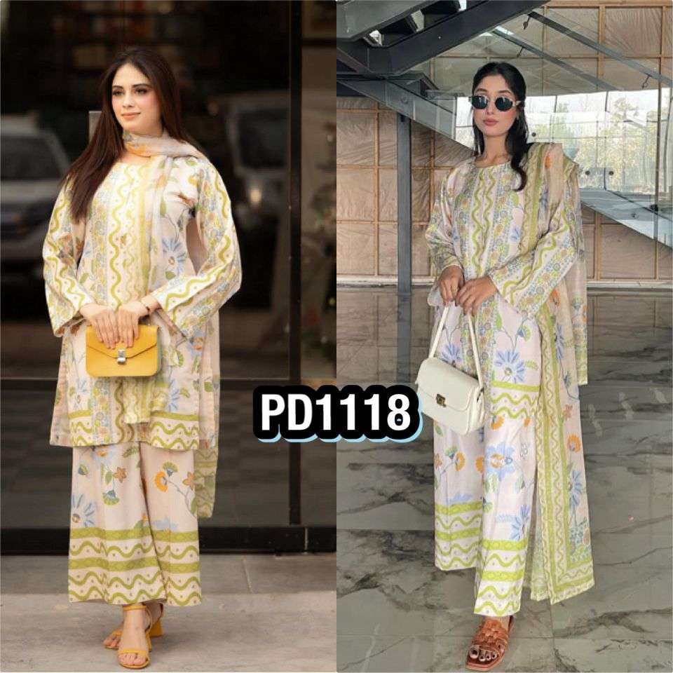 PD 1118 CREPE DIGITAL PRINT FANCY WORK TOP PLAZZO AND DUPATTA SET 