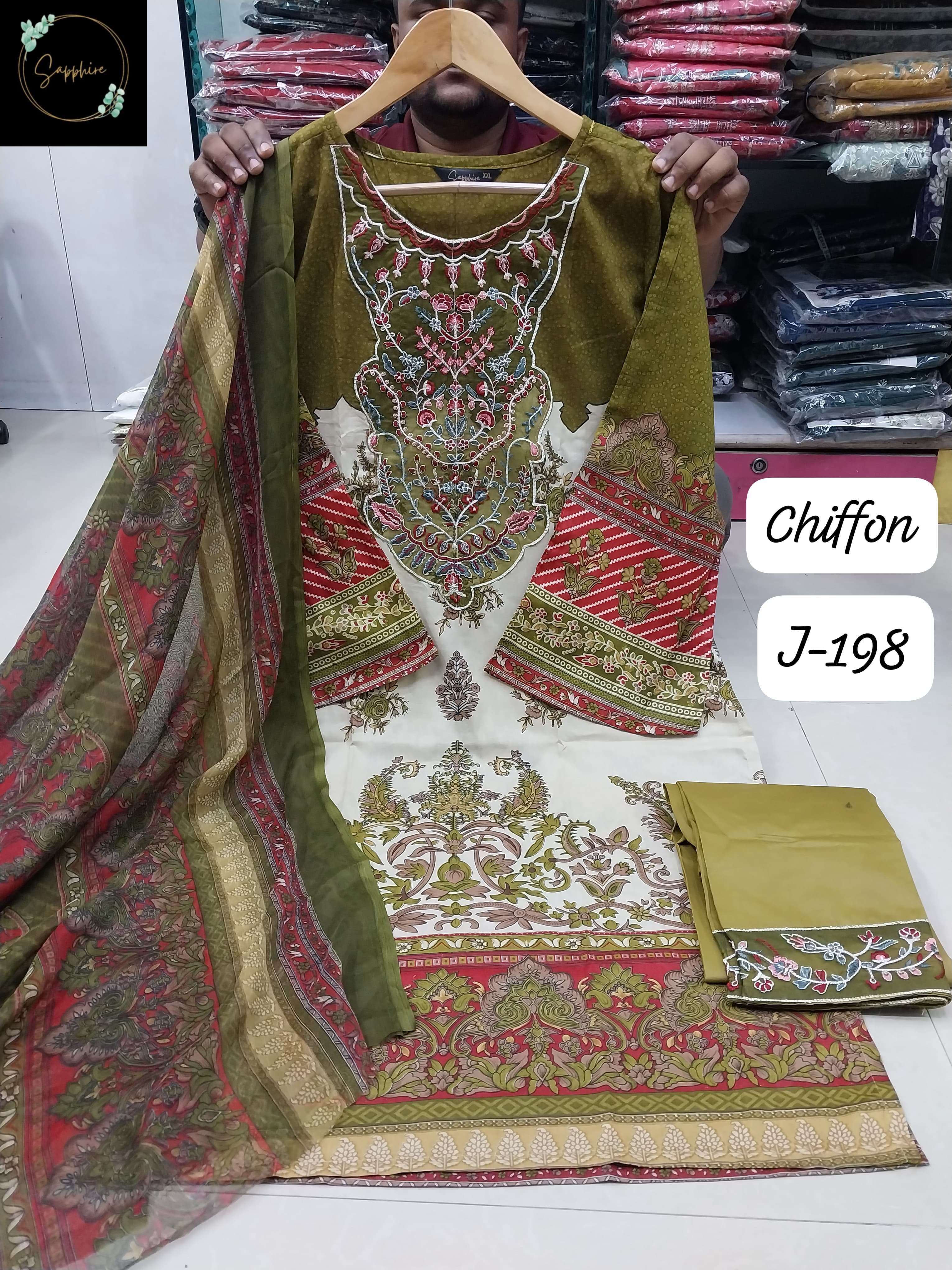 SAPPHIRE JAZMIN VOL J 198 LAWN COTTON PATCH WORK FANCY SALWAR KAMEEZ 