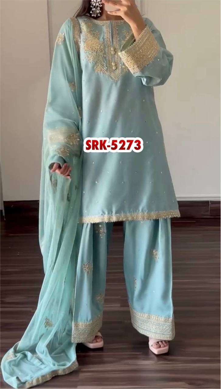 SRK 5273 SILK HEAVY SEQUENCE EMBROIDERY DESIGNER PARTY WEAR SUIT