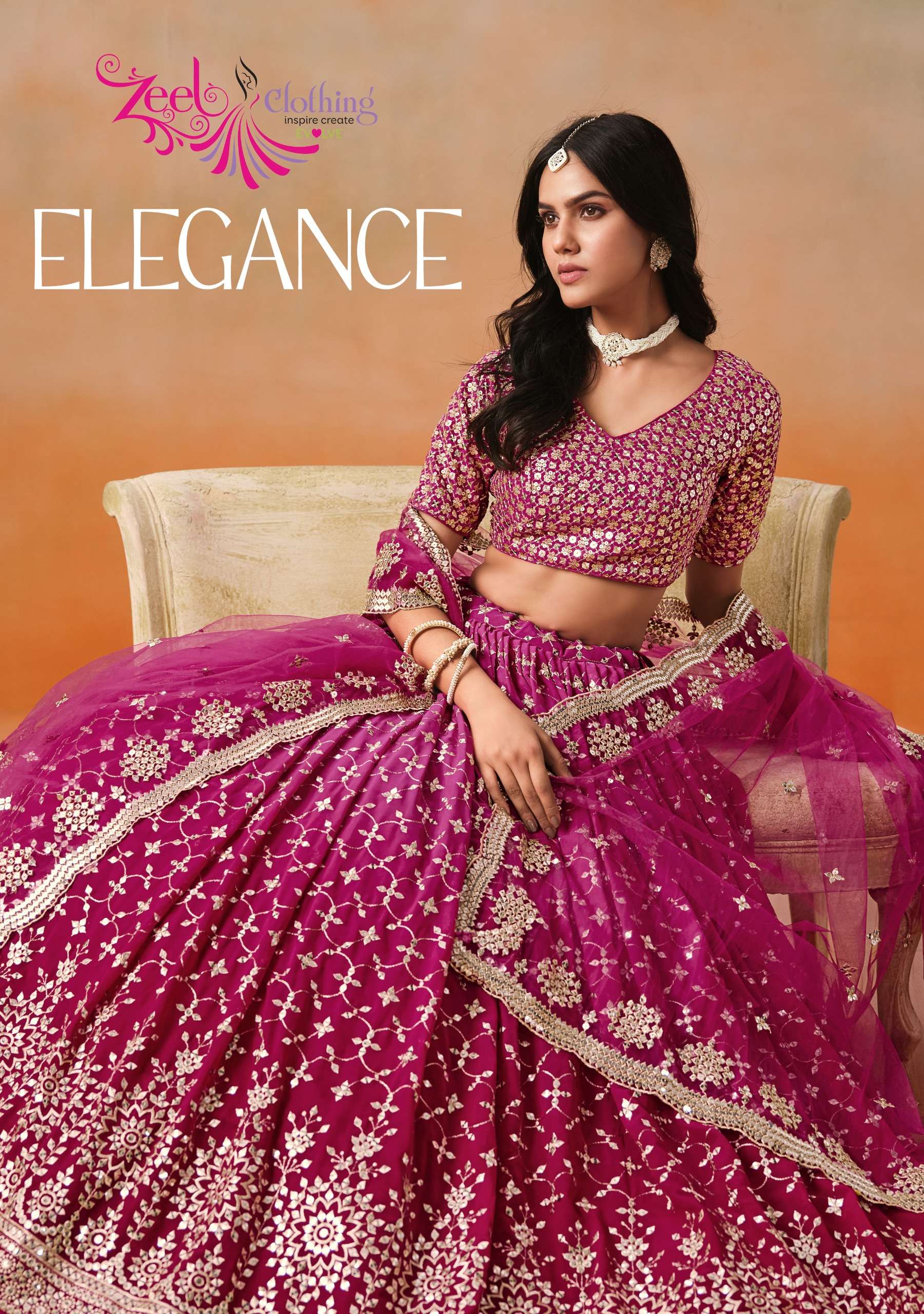 ZEEL CLOTHING ELEGANCE GEORGETTE HEAVY DESIGNER WEDDING WEAR LEHENGA CHOLI