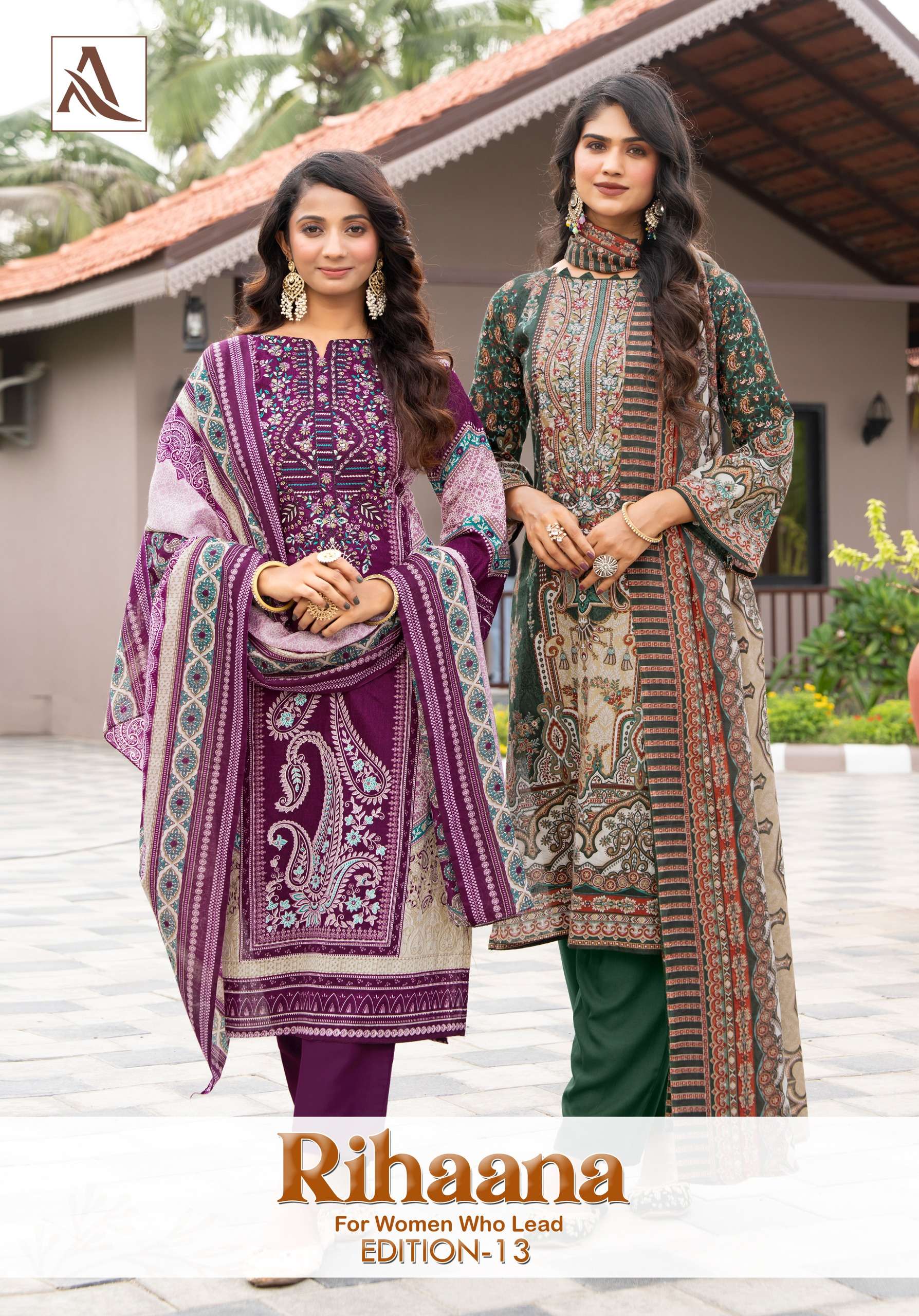 ALOK SUITS RIHAANA VOL 13 COTTON DIGITAL PAKISTANI PRINT WITH WORK SUIT