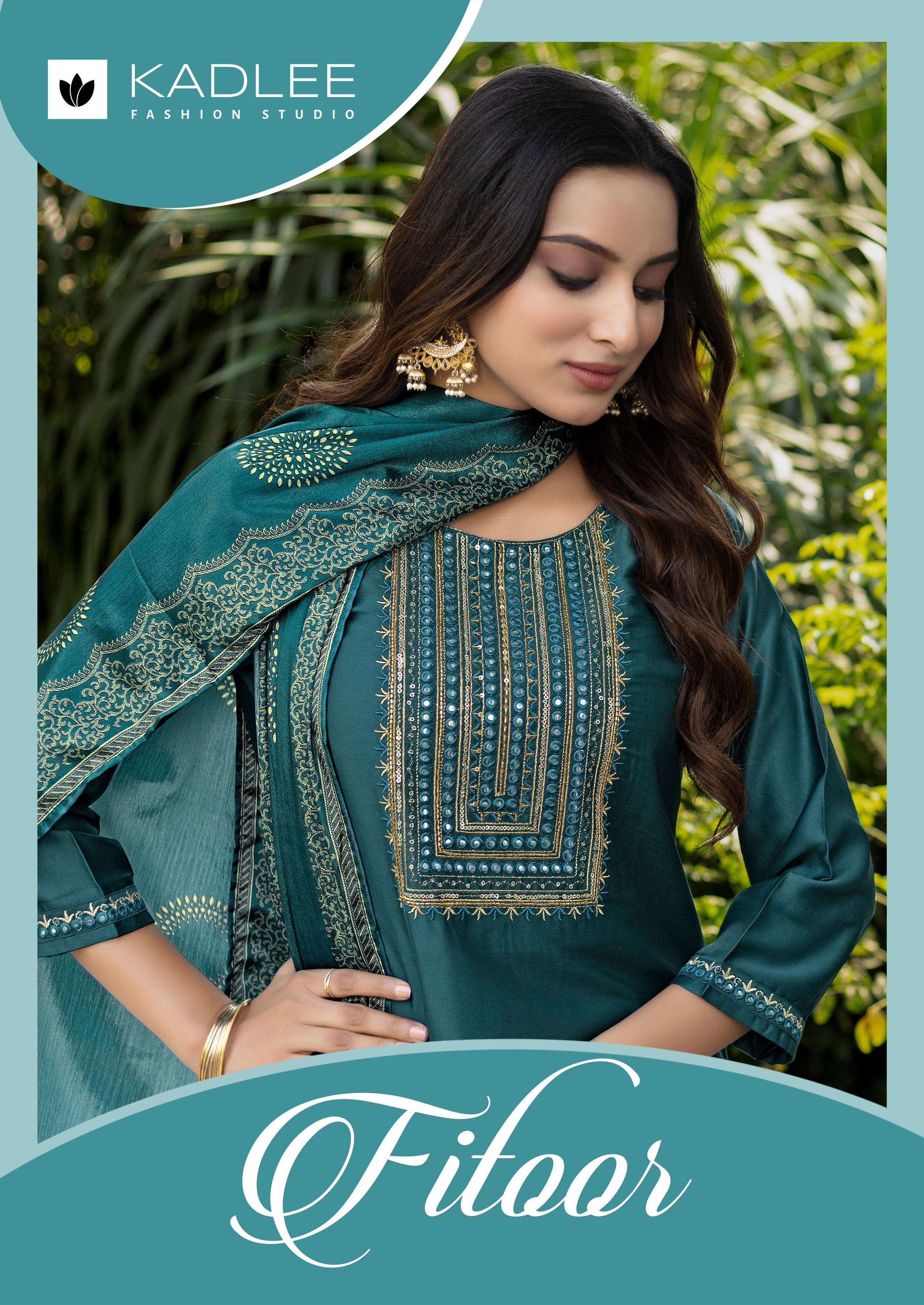 KADLEE FASHION FITOOR SILK FANCY EMBROIDERIES WORK KURTI COMBO SET 